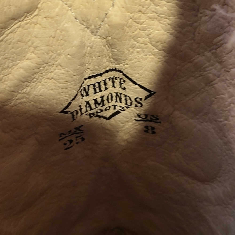 White Diamond Boots Size 8 Hand Made - Picture 6 of 14